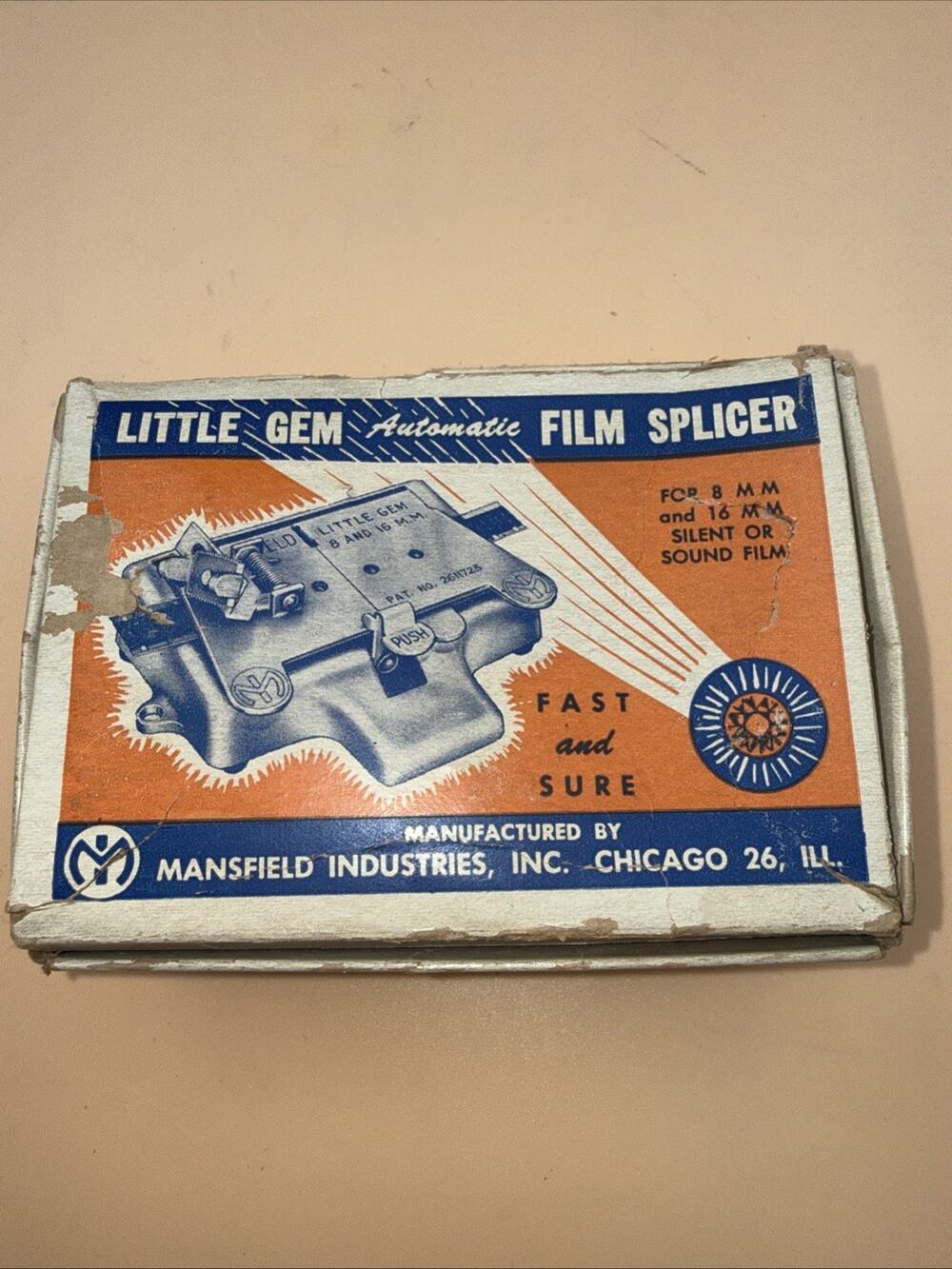 VINTAGE MANSFIELD LITTLE GEM FILM SPLICER For 8mm Or 16mm Silent Or Sound Film